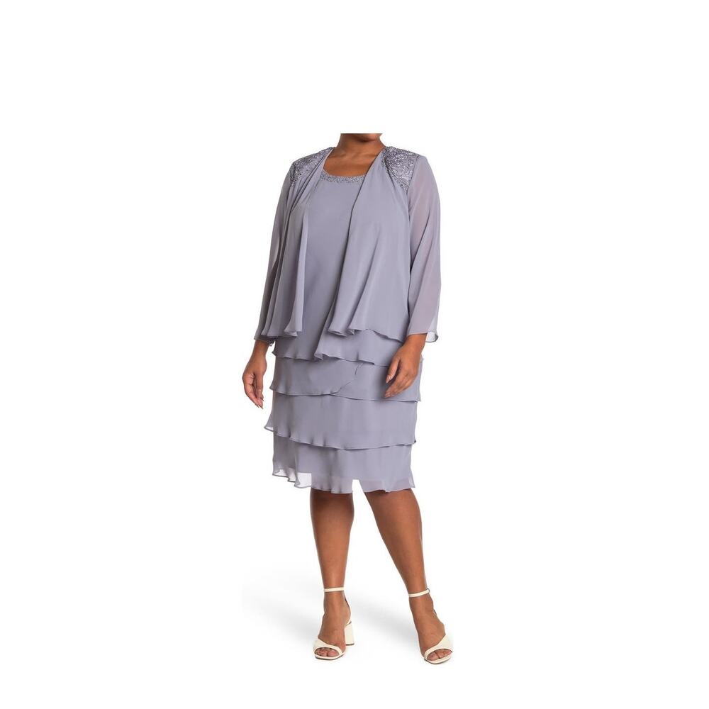 New With Tags SLNY Tiered Chiffon
Cocktail Dress with Jacket Size 8P